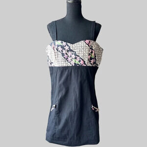 NWT Vintage Maggie Walt Straps Black Batik Antika Tunic